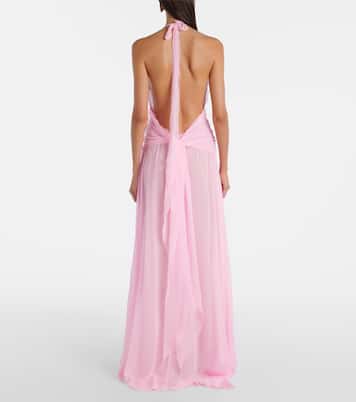 Ruffled silk georgette maxi dress | Blumarine