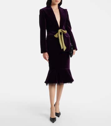 Peplum cotton velvet midi skirt | Nina Ricci