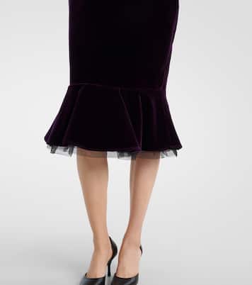 Peplum cotton velvet midi skirt | Nina Ricci