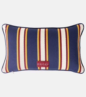 Cuscino in cotone a righe con logo | Gucci