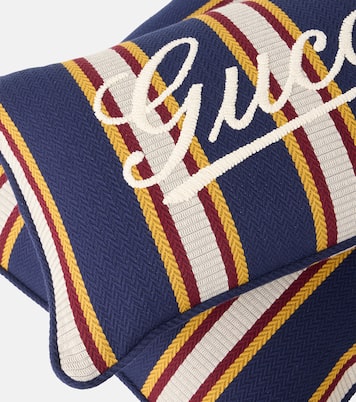 Cuscino in cotone a righe con logo | Gucci