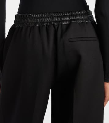 Leather-trimmed virgin wool wide-leg pants | Alaïa