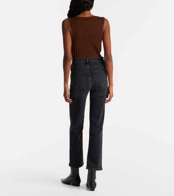 Jeans rectos Le Sleek de tiro alto cropped | Frame
