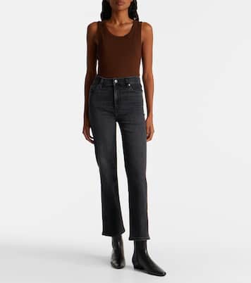 Jeans rectos Le Sleek de tiro alto cropped | Frame