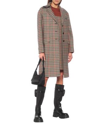 Abrigo de lana y cachemir de cuadros | Prada