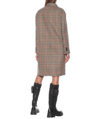 Abrigo de lana y cachemir de cuadros | Prada