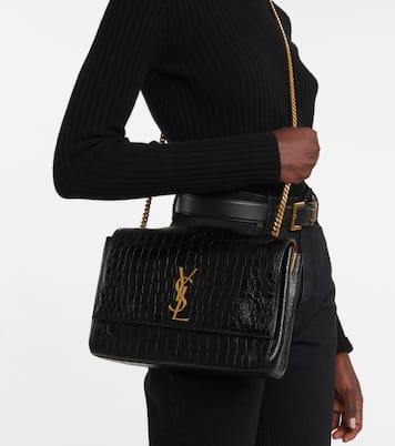 Sac Kate Medium réversible en cuir embossé et daim | Saint Laurent