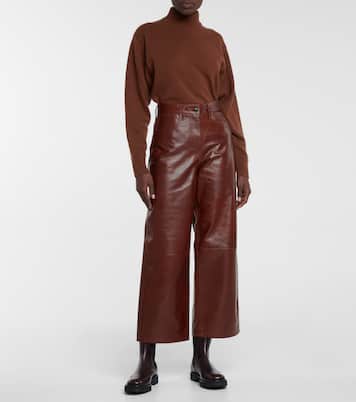High-rise wide leather pants | Dries Van Noten