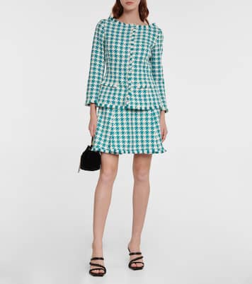 Frayed houndstooth tweed miniskirt | Oscar de la Renta
