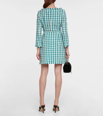 Frayed houndstooth tweed miniskirt | Oscar de la Renta