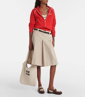 Logo raffia-effect tote bag | Miu Miu