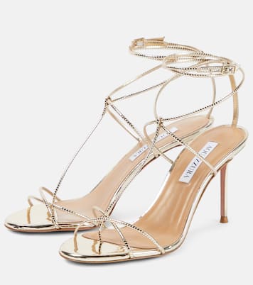 Roman Romance mirrored faux leather sandals | Aquazzura