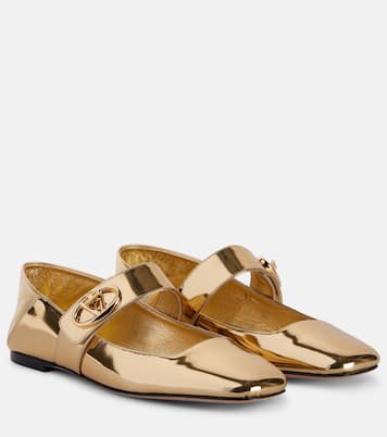 Mary-Jane-Ballerinas VLogo Locker aus Metallic-Leder | Valentino Garavani