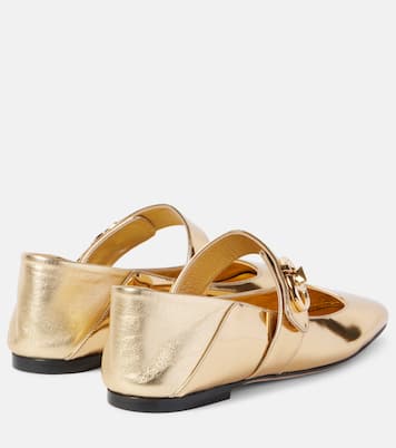 Mary-Jane-Ballerinas VLogo Locker aus Metallic-Leder | Valentino Garavani