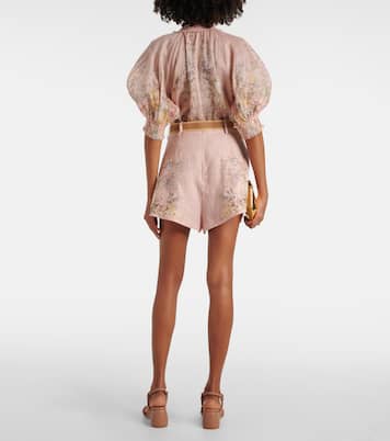 Shorts Waverly in lino con stampa floreale | Zimmermann