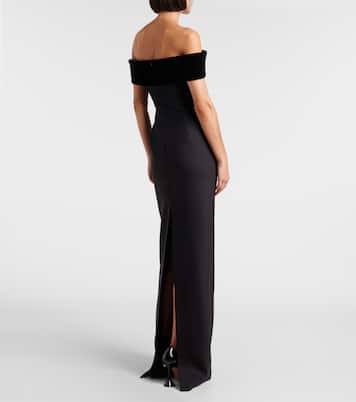 Off-Shoulder-Robe aus Samt | David Koma