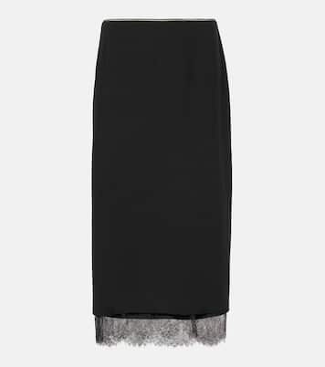 Lace-trimmed midi skirt | Vince