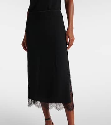 Lace-trimmed midi skirt | Vince