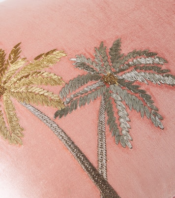 Palms embroidered velvet cushion | Les-Ottomans