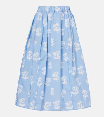 Floral cotton poplin midi skirt | Marni