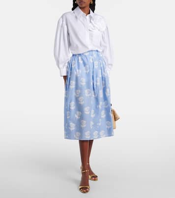 Floral cotton poplin midi skirt | Marni