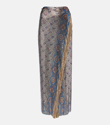 Falda larga de malla con paisley | Rabanne