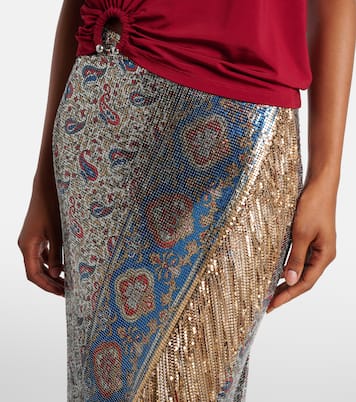 Falda larga de malla con paisley | Rabanne