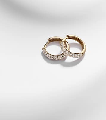 Essential 14kt gold hoop earrings with diamonds | Stone and Strand