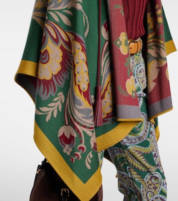 Printed wool-blend poncho | Etro