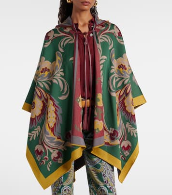 Printed wool-blend poncho | Etro