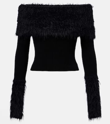 Ribbed-knit faux fur-trimmed top | Jean Paul Gaultier