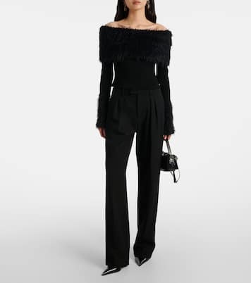 Ribbed-knit faux fur-trimmed top | Jean Paul Gaultier