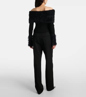 Ribbed-knit faux fur-trimmed top | Jean Paul Gaultier