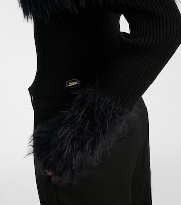 Ribbed-knit faux fur-trimmed top | Jean Paul Gaultier