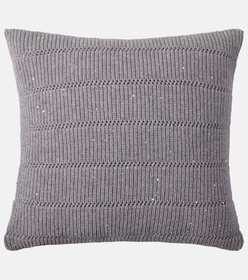Kissen aus Strick mit Pailletten | Brunello Cucinelli