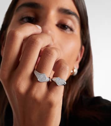 Anillo Mini de oro blanco de 9 ct con diamantes | Yvonne Léon