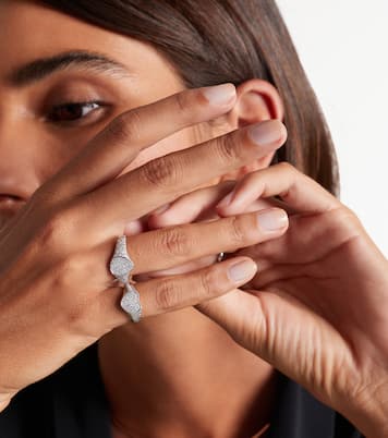 Anillo Mini de oro blanco de 9 ct con diamantes | Yvonne Léon
