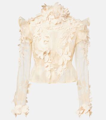 Hypnotic floral-appliqué silk blouse | Zimmermann