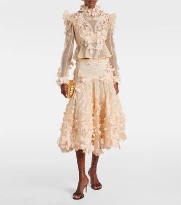 Hypnotic floral-appliqué silk blouse | Zimmermann