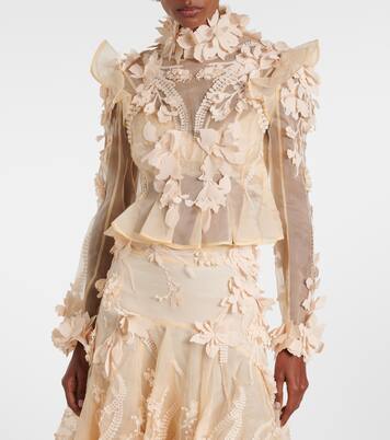 Hypnotic floral-appliqué silk blouse | Zimmermann