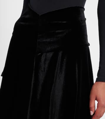 Flared pleated velvet midi skirt | Norma Kamali