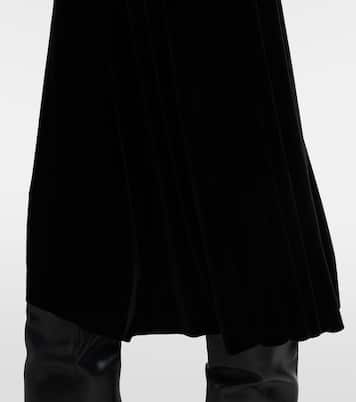 Flared pleated velvet midi skirt | Norma Kamali