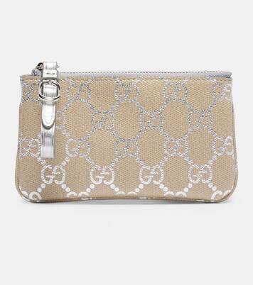 GG leather-trimmed pouch | Gucci