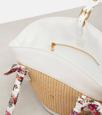 Borsa Capri Medium in rafia con pelle | Dolce&Gabbana