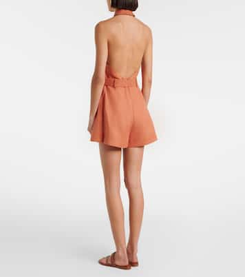 Awaken belted linen romper | Zimmermann