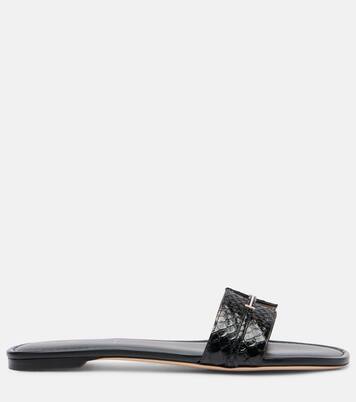 Julianne croc-effect leather slides | Tom Ford