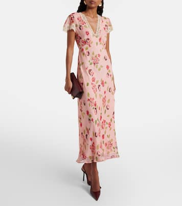 Clarice floral lace-trimmed midi dress | Rixo