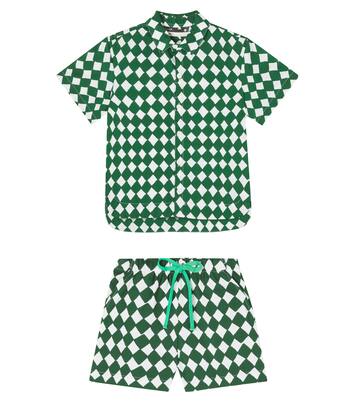 Checked cotton shirt and shorts set | Fábula