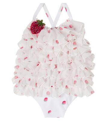 Baby beaded printed ruffled swimsuit | Monnalisa