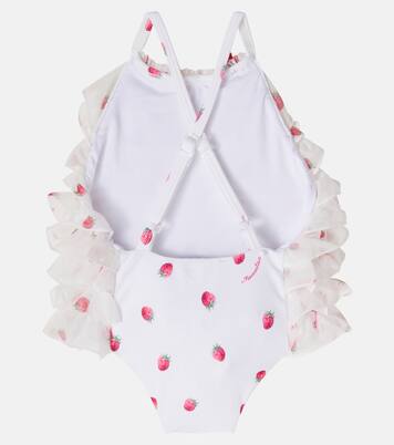 Baby beaded printed ruffled swimsuit | Monnalisa